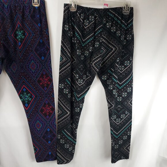 No Boundaries Elastic Waist Womens Snowflake Print Pack of 2 Legging Sz XL 15-17 - Picture 12 of 12